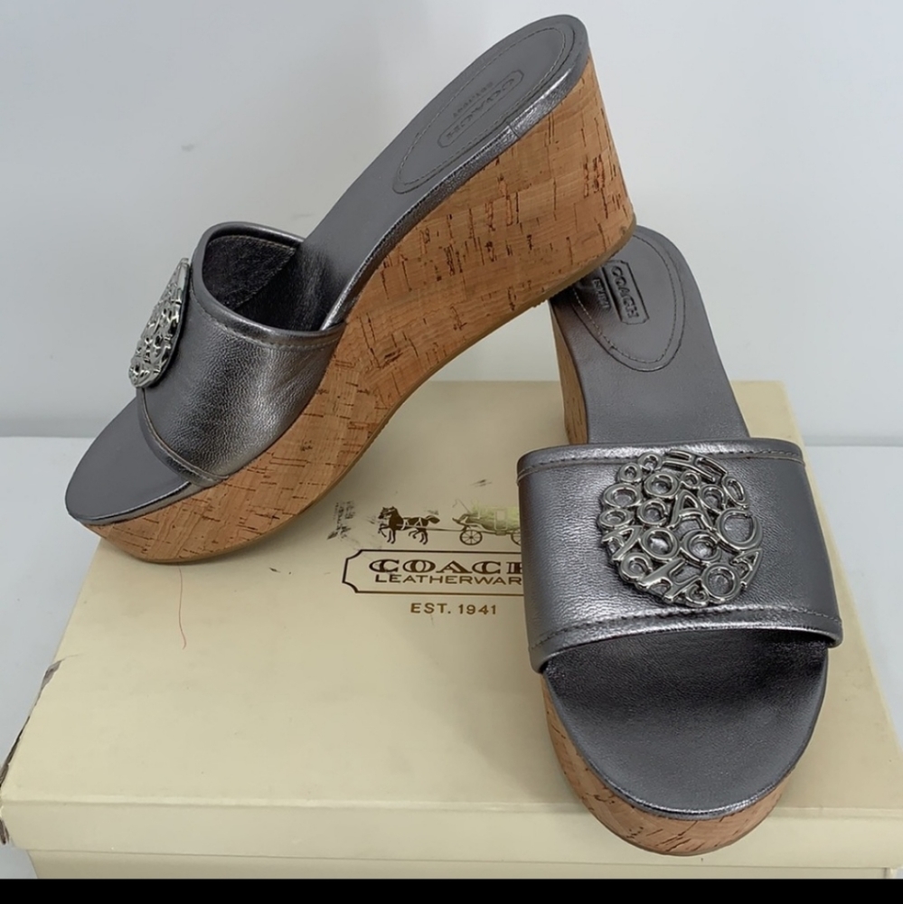 Coach Judith Cork Wedge Slip Ons